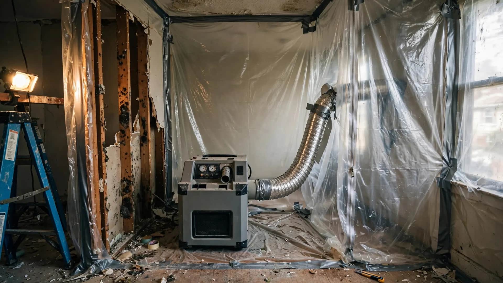 Mold remediation containment with a HEPA air scrubber in Charleston, WV